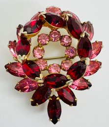 VINTAGE SIGNED KRAMER OF NEW YORK PINK AND RED BROOCH