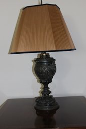 Pair Of Antique French Urn Lamps With Silk Shades