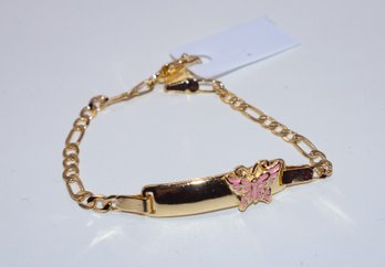 Beautiful Gold Plated ID Plate W/ Butterfly