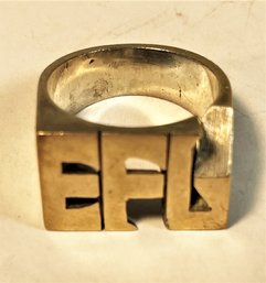 Size 8 Heavy Sterling Silver Monogram Ring EFL