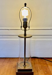 Brass Based Glass Cylindrical Table Lamp