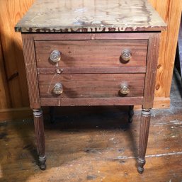 Antique 1850-1870 Two Drawer Stand NEEDS REFINISHING - Very Solid Piece - Original Sandwich Glass Pulls