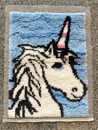 Vintage Handmade Hook & Latch Unicorn Rug/tapestry