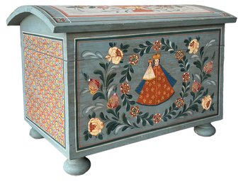 A Vintage Painted Pine Traditional Pennsylvania Dower Chest, C. 1990