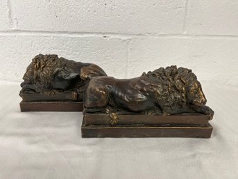 2 Piece Sleepy Canova Lion Statue Bookends