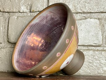 Stunning Glazed Pedestal Pottery Bowl From Eastern Europe