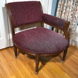 Lovely Antique Eastlake Victorian Corner Chair 1870-1890 - Fabric Needs Refresh - Very Solid Frame - Nice !