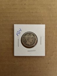 Beautiful 1914 Barber Quarter, Silver Coin