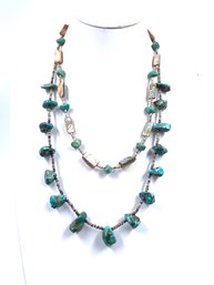 Pairing Of Natural Stone: Turquoise & Abalone Necklaces