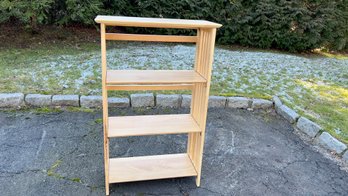 Four Shelf Mission Style Folding Wood Bookcase In Natural (2 Of 2)