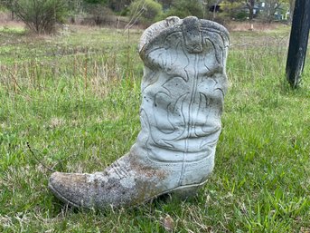 Vintage Cast Cement Garden Statuary: Cowboy Boot #2