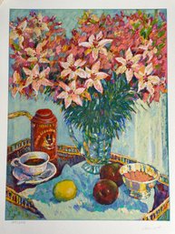 Helen Anikst 'Morning Lilies' Pencil Signed & Numbered Serigraph