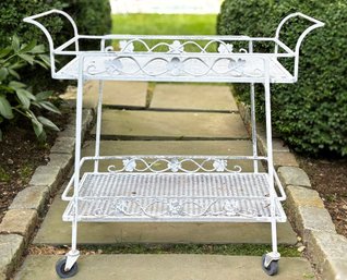 A Lovely Vintage Wrought Iron Tea Cart With Butler's Tray Top, Woodard, Possibly Mayfair, C. 1950'S