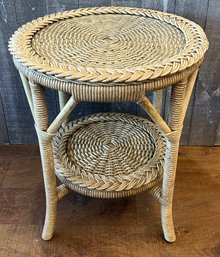 Glass Top Wicker Table