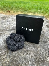 AUTHENTICATED Chanel Black Flower Pin