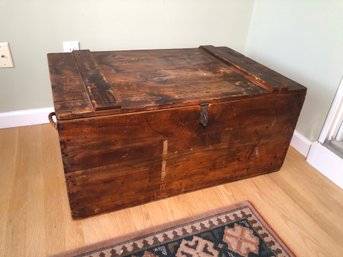 Nice Antique Shipping Trunk - Nice Worn Patina - Rope Handles - Nice Coffee Table Size - Great For Storage