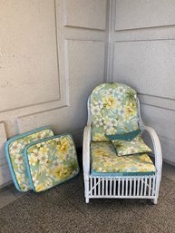 Vintage Bent Rattan Chair W/ Arched Design Painted White