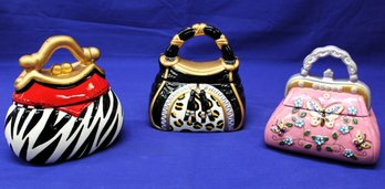 Group Of Three Vintage David's Cookies Collectible Purse Cookie Jar's