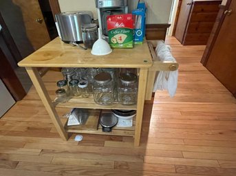 ROLLING BUTCHER BLOCK STYLE CART