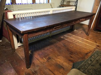 Very Large Antique Library Table NEEDS FULL RESTORATION - Maghogany Or Walnut - Two Drawers - 8 Feet Long