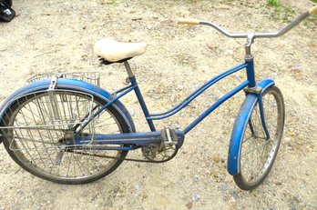 Vintage Ross Deluxe Blue Bicycle With Baskets