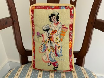 Vintage Hand Needlepointed Pillow