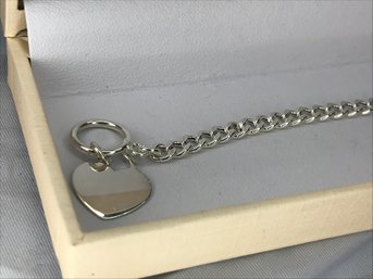 Wonderful Brand New STERLING SILVER / 925 Heart Pendant Toggle Bracelet - Very Pretty Piece - Ready To Engrave