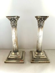 XX Pair Petite Sterling Column Candle Holders