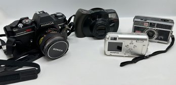 Vintage Kodak Instamatic Camera, Olympus Stylus 300 Digital, Konica Autoflex TC & Samsung ECX 1 Panorama