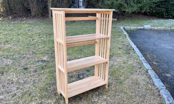 Four Shelf Mission Style Folding Wood Bookcase In Natural (1 Of 2)