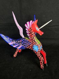 Unicorn Animalito, Hand-carved, Painted And Signed By The Artist