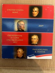 Beautiful United States Mint 2009 Presidential 1 One Dollar Coin Uncirculated Set P & D