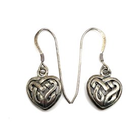 Vintage AVON Designer Sterling Silver Cut Out Heart Dangle Earrings