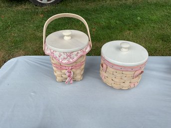 Lot Of 2 Pink- Hope Baskets -Longabergers