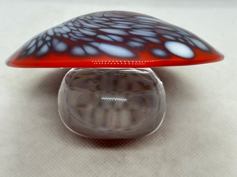 Vintage Signed ORREFORS Art Glass Mushroom Paperweight