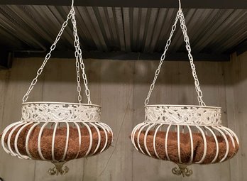 Gorgeous White Metal Hanging Planters