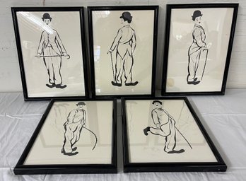 Five Framed Charley Chaplin Prints