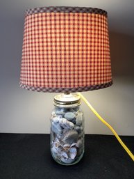 Shell Filled Ball Mason Jar Table Lamp