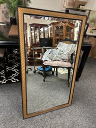 Beveled Wall Mirror With Gold And Black Frame