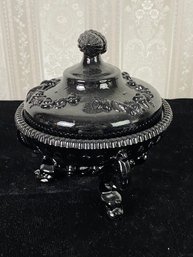 Beautiful Black Glass Candy Dish With Lid