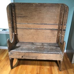 Early Primitive Settle Bench / Table - Fabulous Patina - Early Rose Head Nails - Early 1800s - Fantastic !