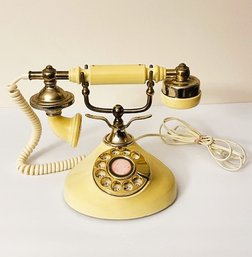 Operational Vintage French Victorian Style Cream Rotary Telephone With Cameo Dial-Made In Korea