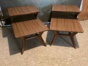 Pair Of Mid Century Tiered Side Tables