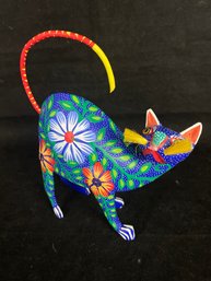 Animalito Cat, Hand Carved, Painted And Signed By The Artist