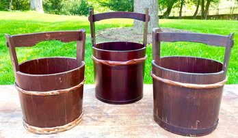 A Trio Of Antique Chinese Well Buckets