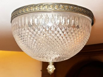 A Vintage Flush Mount Cut Glass Ceiling Fixture