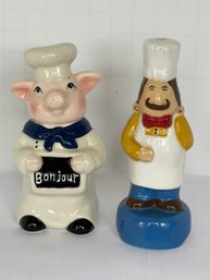 2 Figural Pie Birds - Chef  Bonjour Pig & Moustache Chef