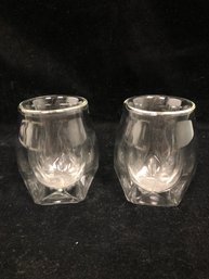 Pair Of Small Glass Candle Holders