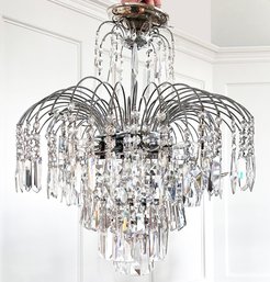 A Gorgeous Modern Chrome And Rock Crystal Chandelier