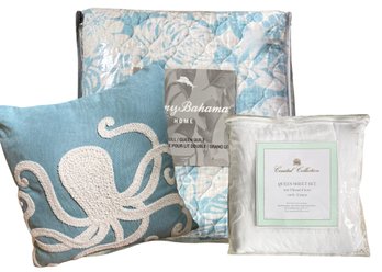 Tommy Bahama Quilt, Sheet Set, And Pier 1 Octopus Pillow